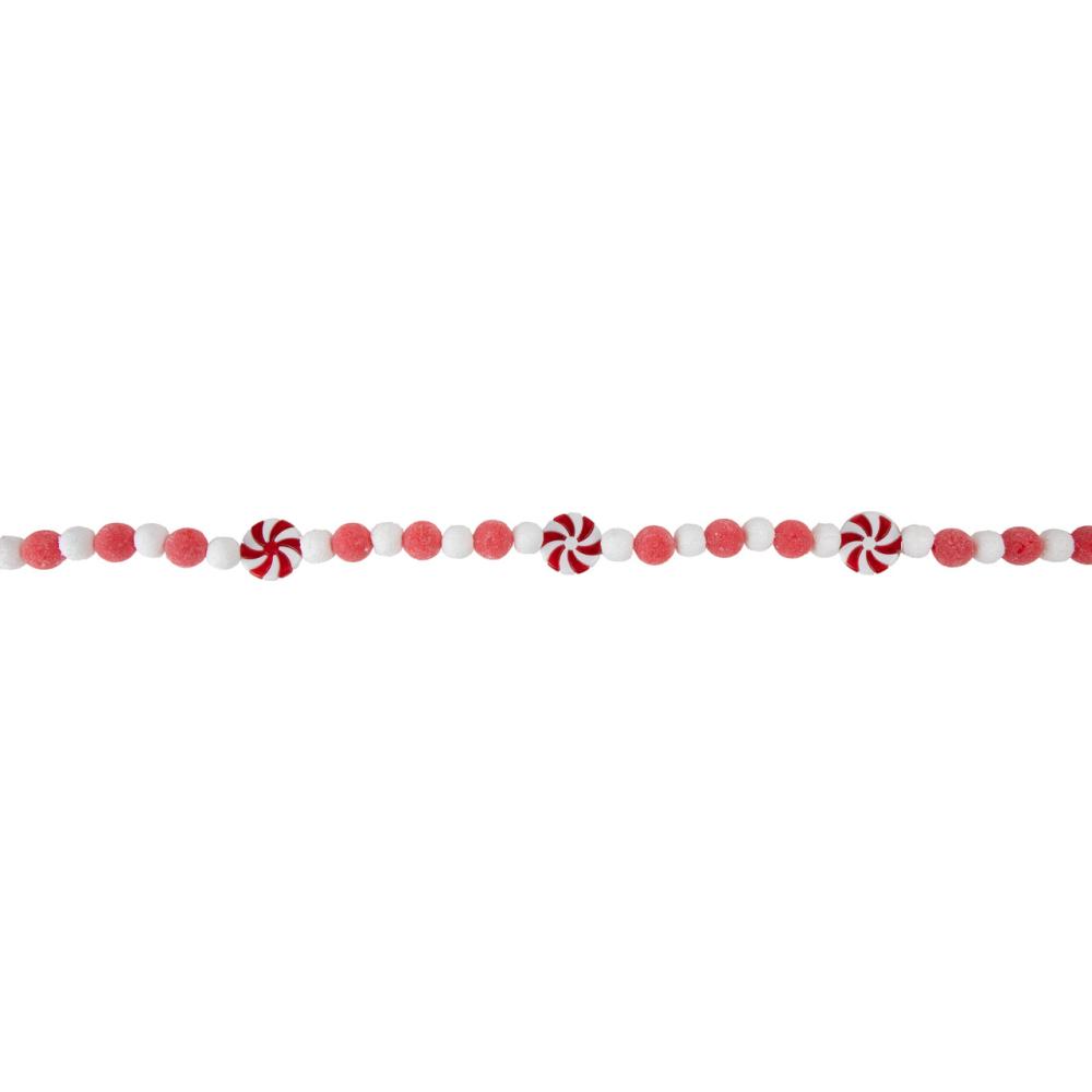 Beaded Garland | 4′ Peppermint Candy Beaded Christmas Garland – Unlit Beaded Garland Beaded Garland