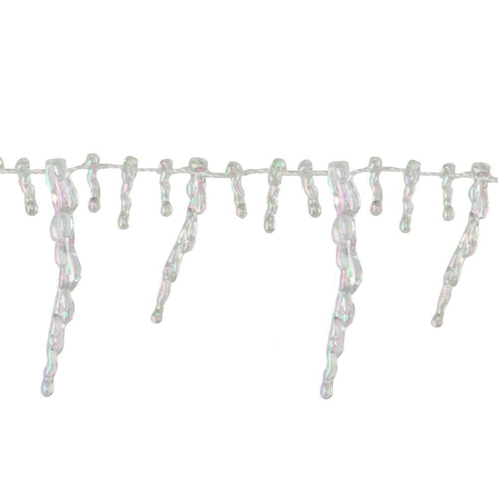 Beaded Garland | 8′ x 2.5" Clear Iridescent Icicle Beaded Artificial Christmas Garland – Unlit Beaded Garland Beaded Garland