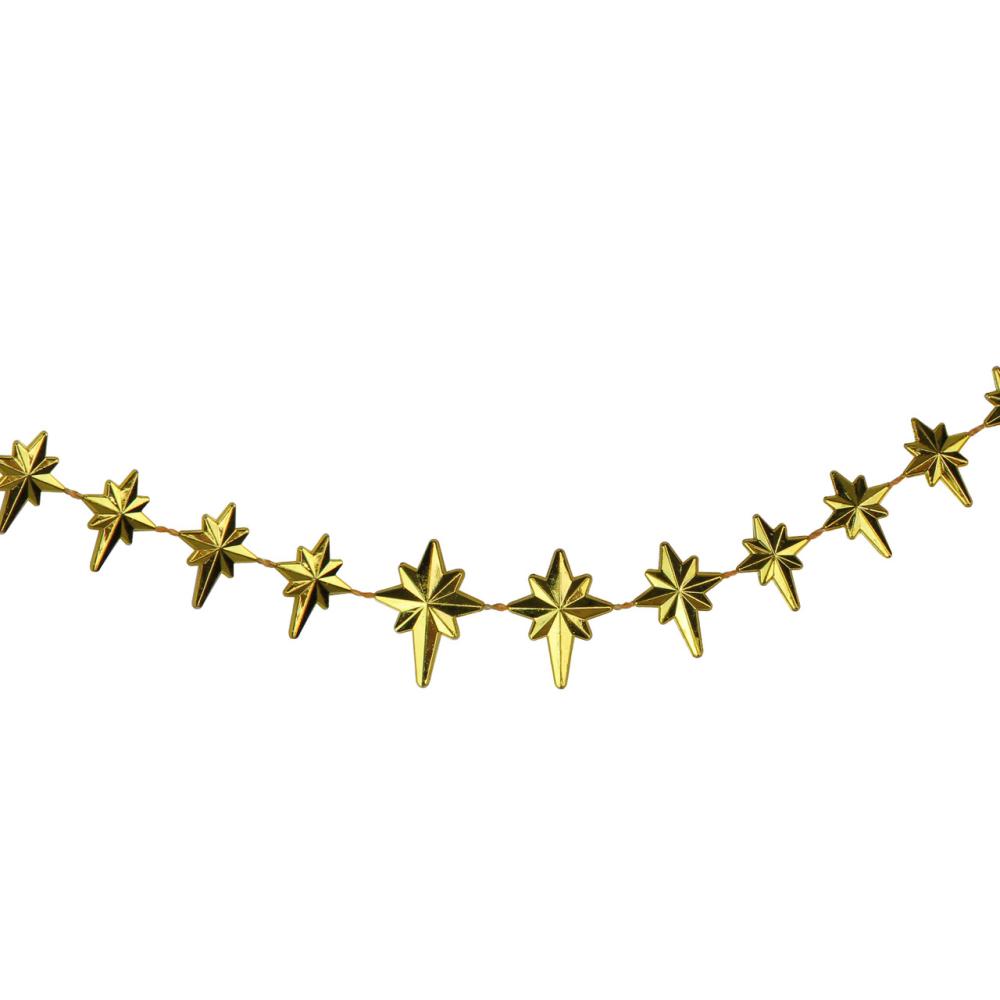 Beaded Garland | 9′ x 1" Shiny Gold Star of Bethlehem Beaded Artificial Christmas Garland – Unlit Beaded Garland Beaded Garland