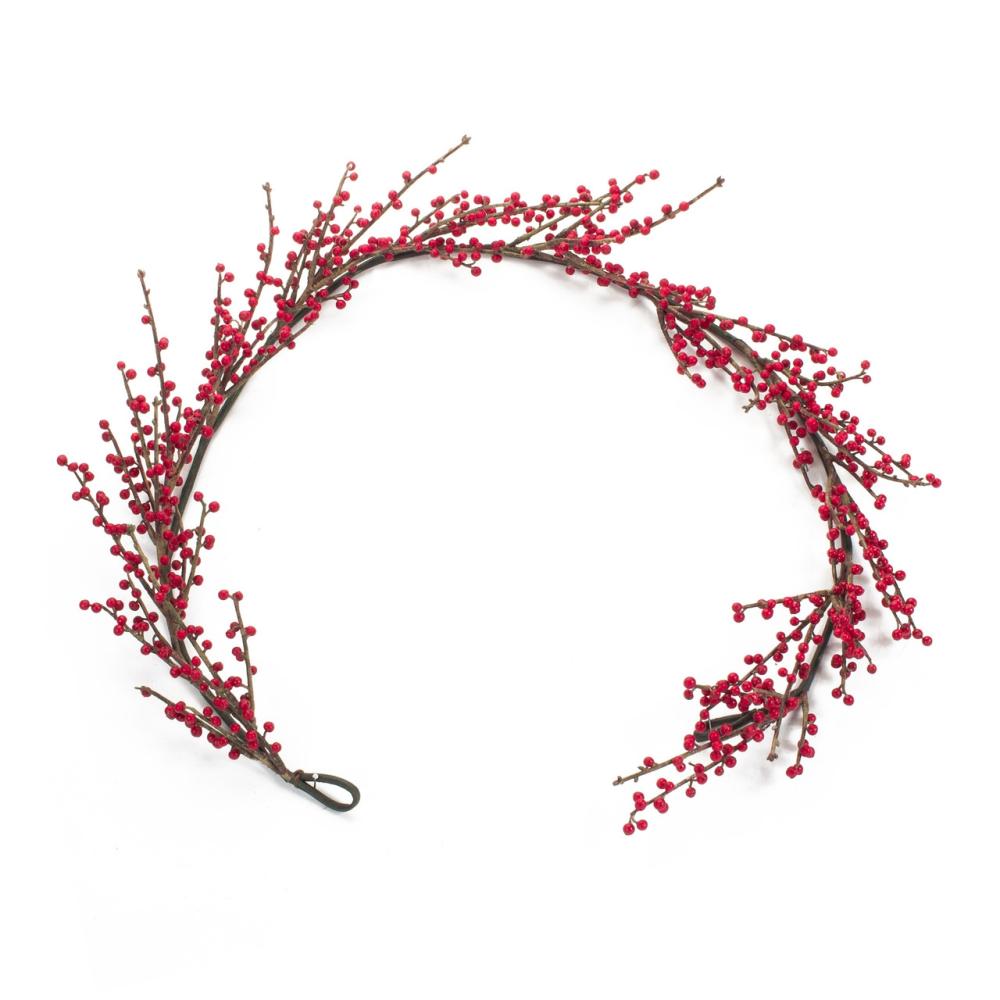 Berry Garland | Set of 2 Berry Twig Artificial Christmas Garlands 5′ x 9.5", Unlit Berry Garland Berry Garland