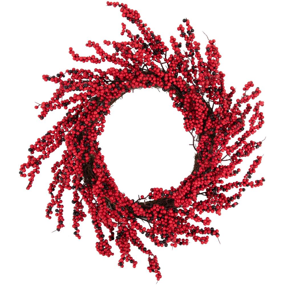 Berry Wreaths | Red and Burgundy Berry Artificial Christmas Wreath, 22-Inch Unlit Berry Wreaths Berry Wreaths