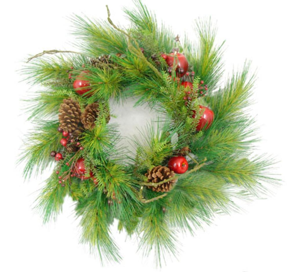 Berry Wreaths | Red and Green Pine Cones and Berries Artificial Christmas Wreath – 24 Inch, Unlit Berry Wreaths Berry Wreaths