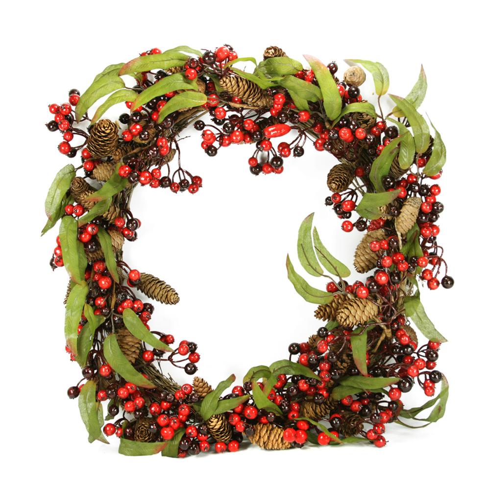 Berry Wreaths | Red Berry and Pine Cone Artificial Christmas Wreath – 24-Inch, Unlit Berry Wreaths Berry Wreaths