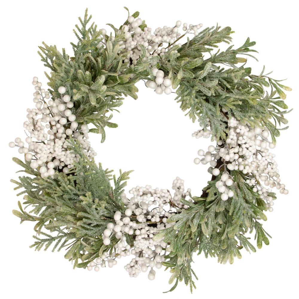 Berry Wreaths | White Berry and Frosted Pine Christmas Wreath, 28-Inch, Unlit Berry Wreaths Berry Wreaths