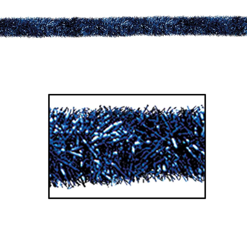 Classic Tinsel Garland | 100′ Festive Shiny Blue Gleam ‘N Tinsel Holiday Garland – Unlit Classic Tinsel Garland Classic Tinsel Garland