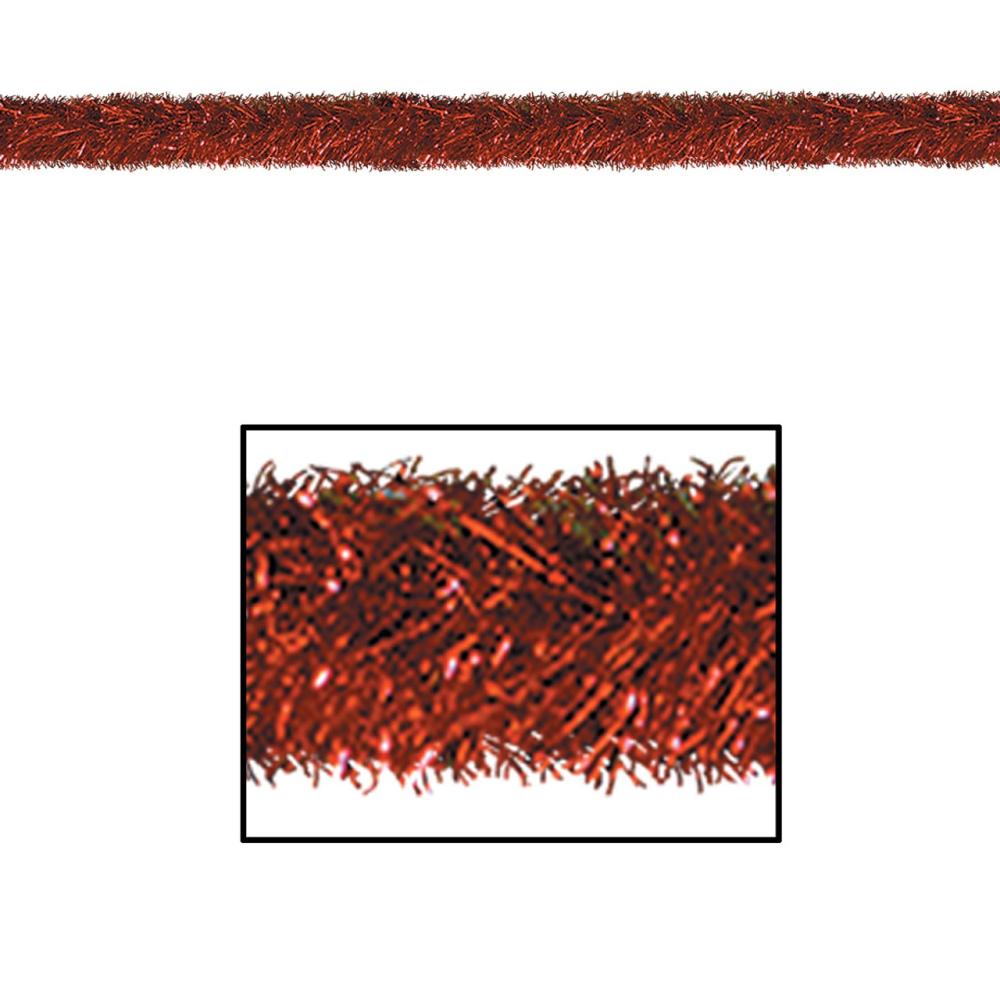 Classic Tinsel Garland | 100′ Festive Shiny Red Gleam ‘N Tinsel Holiday Garland – Unlit Classic Tinsel Garland Classic Tinsel Garland