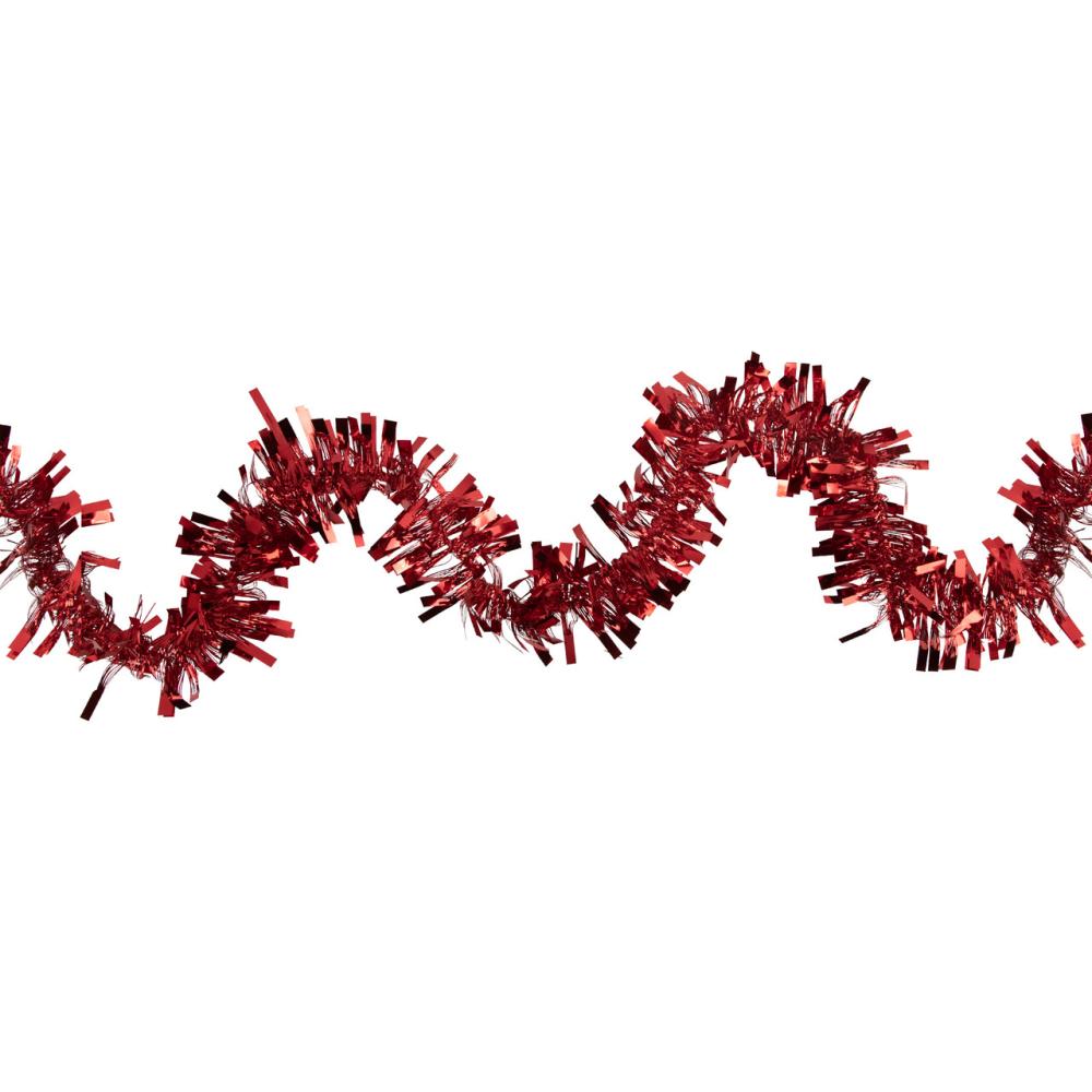 Classic Tinsel Garland | Boa Wide Cut Tinsel Commercial Christmas Garland – 50′ x 3" – Red – Unlit Classic Tinsel Garland Classic Tinsel Garland