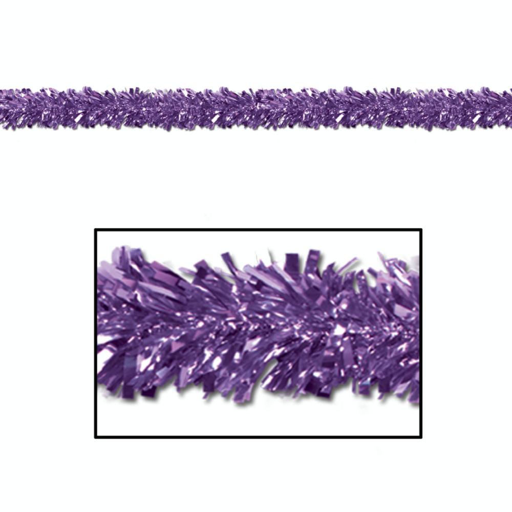 Classic Tinsel Garland | Club Pack of 12 Shiny Metallic Purple Foil Tinsel 6-Ply Christmas Garlands 15′ – Unlit Classic Tinsel Garland Classic Tinsel Garland