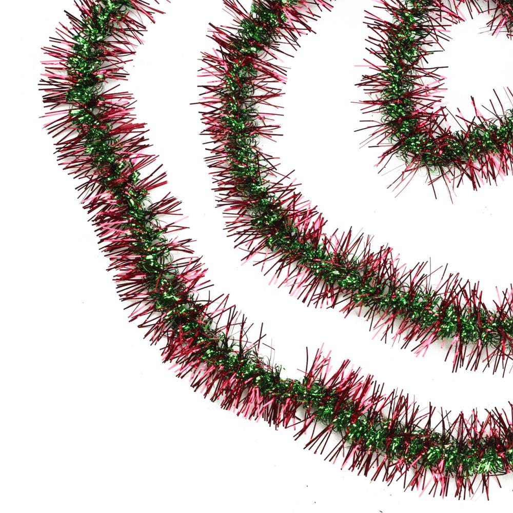 Classic Tinsel Garland | Spiral Center Commercial Christmas Tinsel Garland – 50′ x 3" – Red and Green – Unlit Classic Tinsel Garland Classic Tinsel Garland