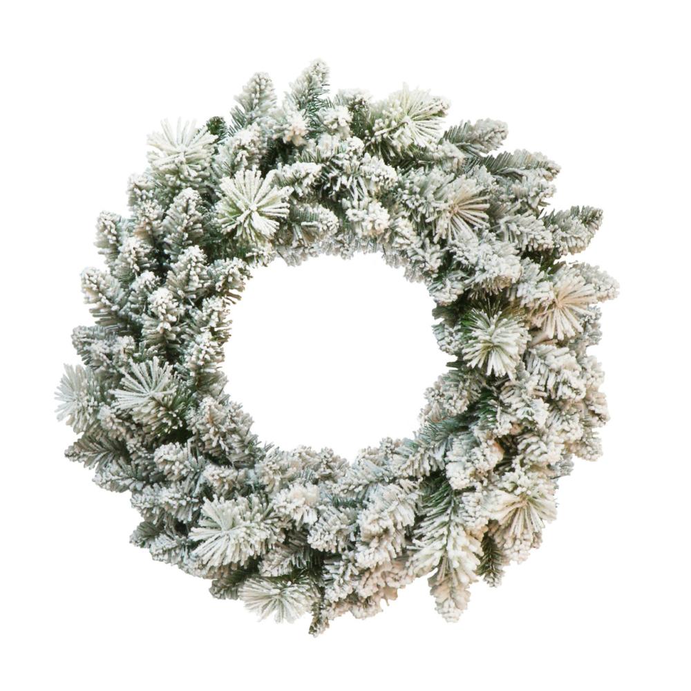 Frosted, Flocked, Iced Wreaths | 24" Unlit Flocked Spruce Puleo International Artificial Christmas Wreath Frosted, Flocked, Iced Wreaths Frosted, Flocked, Iced Wreaths