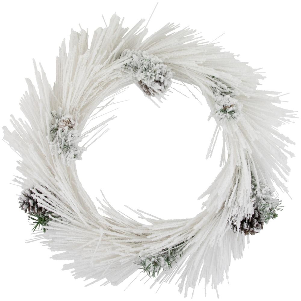 Frosted, Flocked, Iced Wreaths | 24" White Flocked Artificial Christmas Wreath with Pine Cones Frosted, Flocked, Iced Wreaths Frosted, Flocked, Iced Wreaths