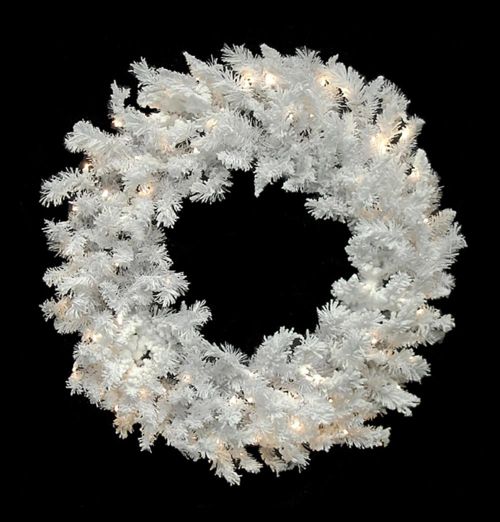 Frosted, Flocked, Iced Wreaths | 60"Pre-Lit LED Flocked Spruce Christmas WreathWarm Clear Lights Frosted, Flocked, Iced Wreaths Frosted, Flocked, Iced Wreaths