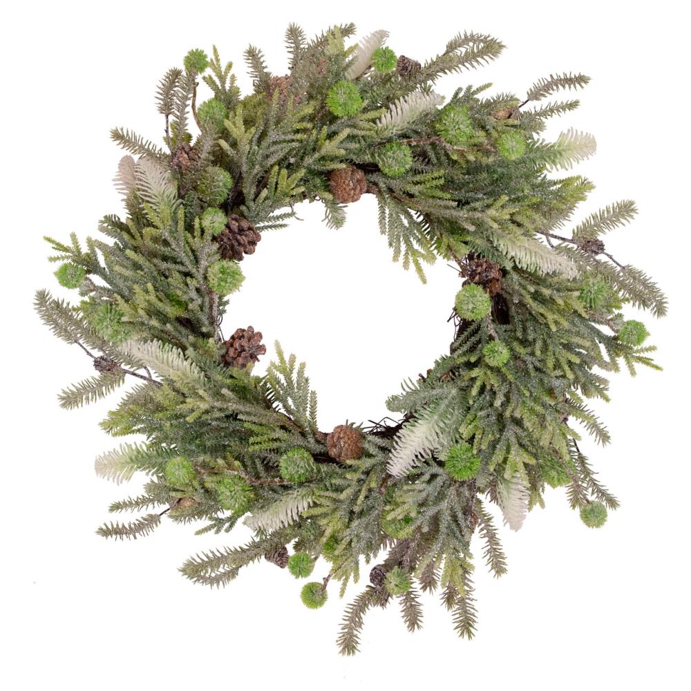 Frosted, Flocked, Iced Wreaths | Artificial Christmas Wreath with Frosted Foliage and Pine Cones, 24-Inch, Unlit Frosted, Flocked, Iced Wreaths Frosted, Flocked, Iced Wreaths