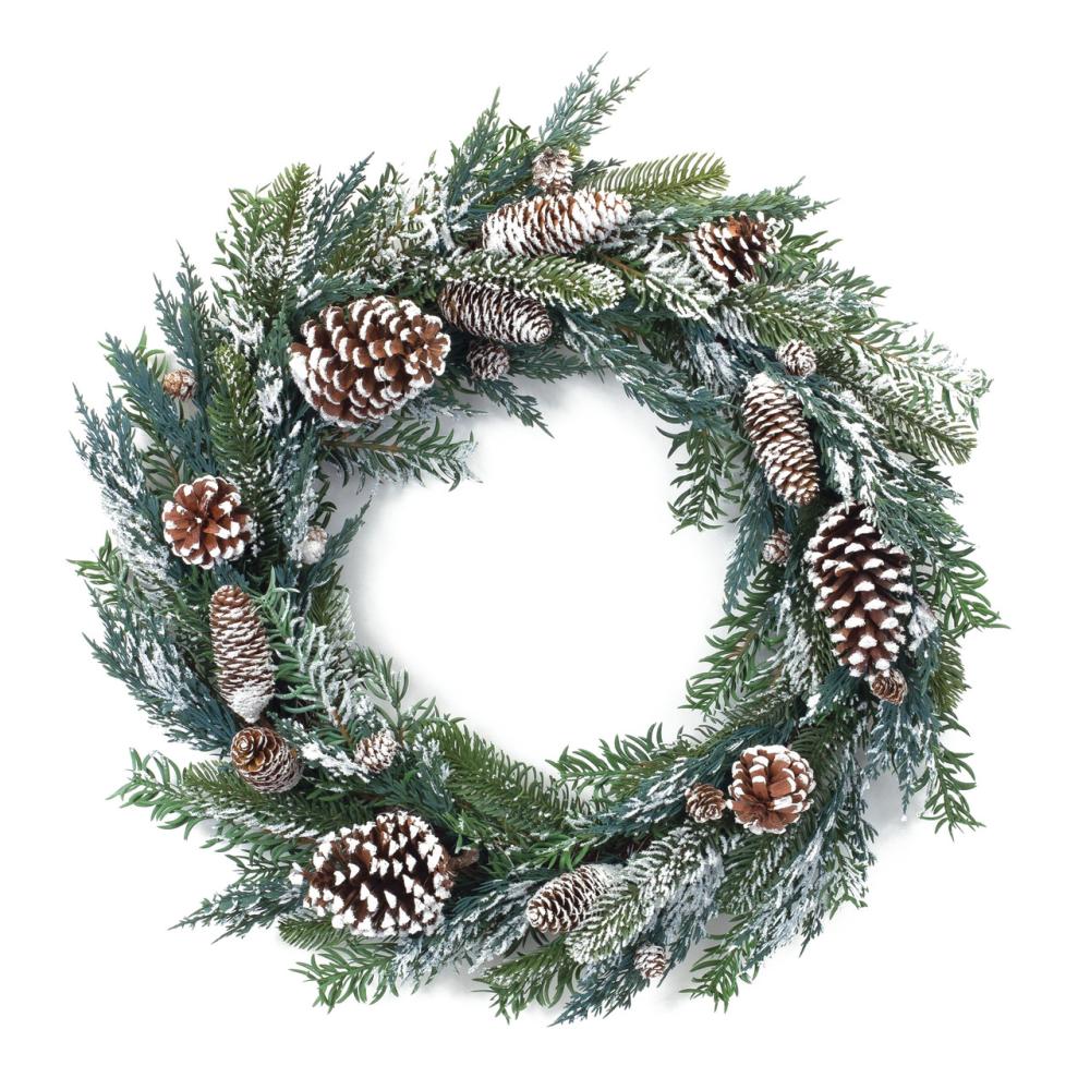 Frosted, Flocked, Iced Wreaths | Frosted Pine Cone Artificial Christmas Wreath, 26-Inch, Unlit Frosted, Flocked, Iced Wreaths Frosted, Flocked, Iced Wreaths