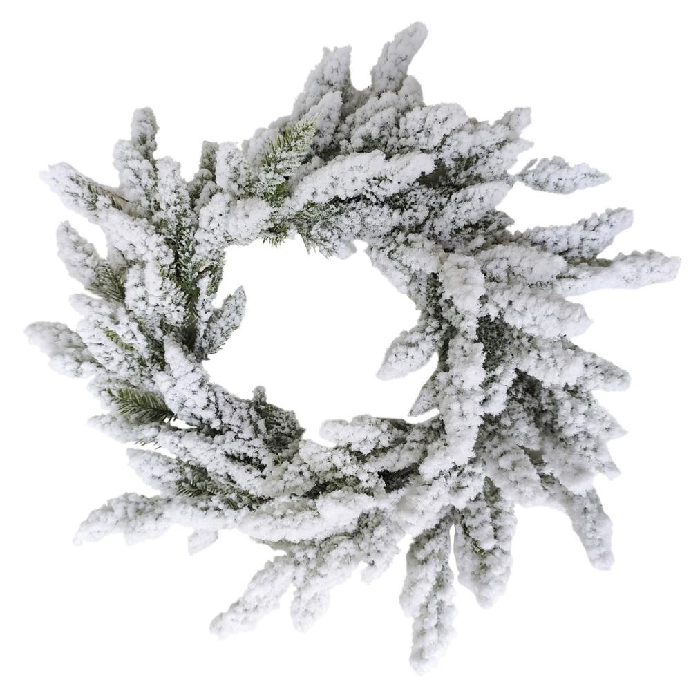 Frosted, Flocked, Iced Wreaths | Heavily Flocked Artificial Pine Christmas Wreath, 16.5-Inch, Unlit Frosted, Flocked, Iced Wreaths Frosted, Flocked, Iced Wreaths