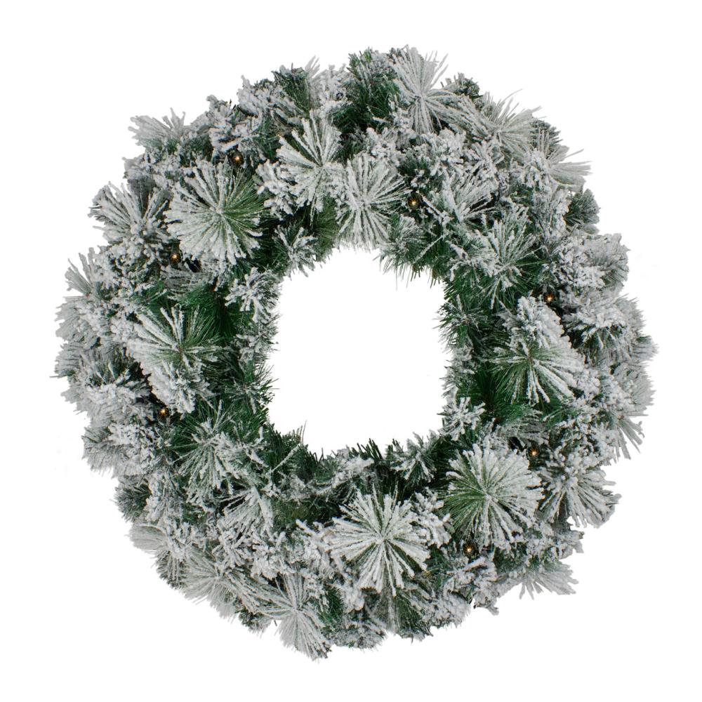 Frosted, Flocked, Iced Wreaths | Pre-Lit Flocked Somerset Spruce Artificial Christmas Wreath – 36-Inch, Clear Lights Frosted, Flocked, Iced Wreaths Frosted, Flocked, Iced Wreaths