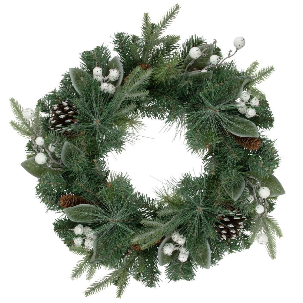 Frosted, Flocked, Iced Wreaths | Real Touch™ Frosted Mixed Pine Artificial Christmas Wreath – 24" – Unlit Frosted, Flocked, Iced Wreaths Frosted, Flocked, Iced Wreaths