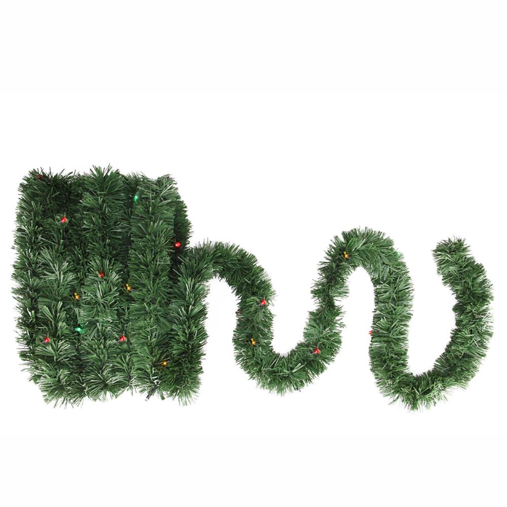 Pre-Lit Garland | 18′ Pre-Lit Battery Operated Twinkling Green Pine Artificial Christmas Garland – Multi LED Lights Garland Pre-Lit Garland