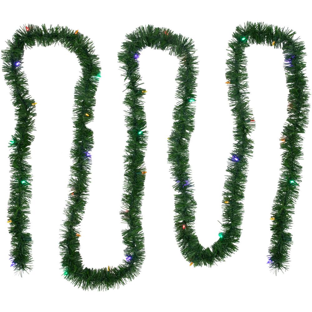 Pre-Lit Garland | 18′ x 3" Pre-Lit Pine Artificial Christmas Garland, Multicolor LED Lights Garland Pre-Lit Garland