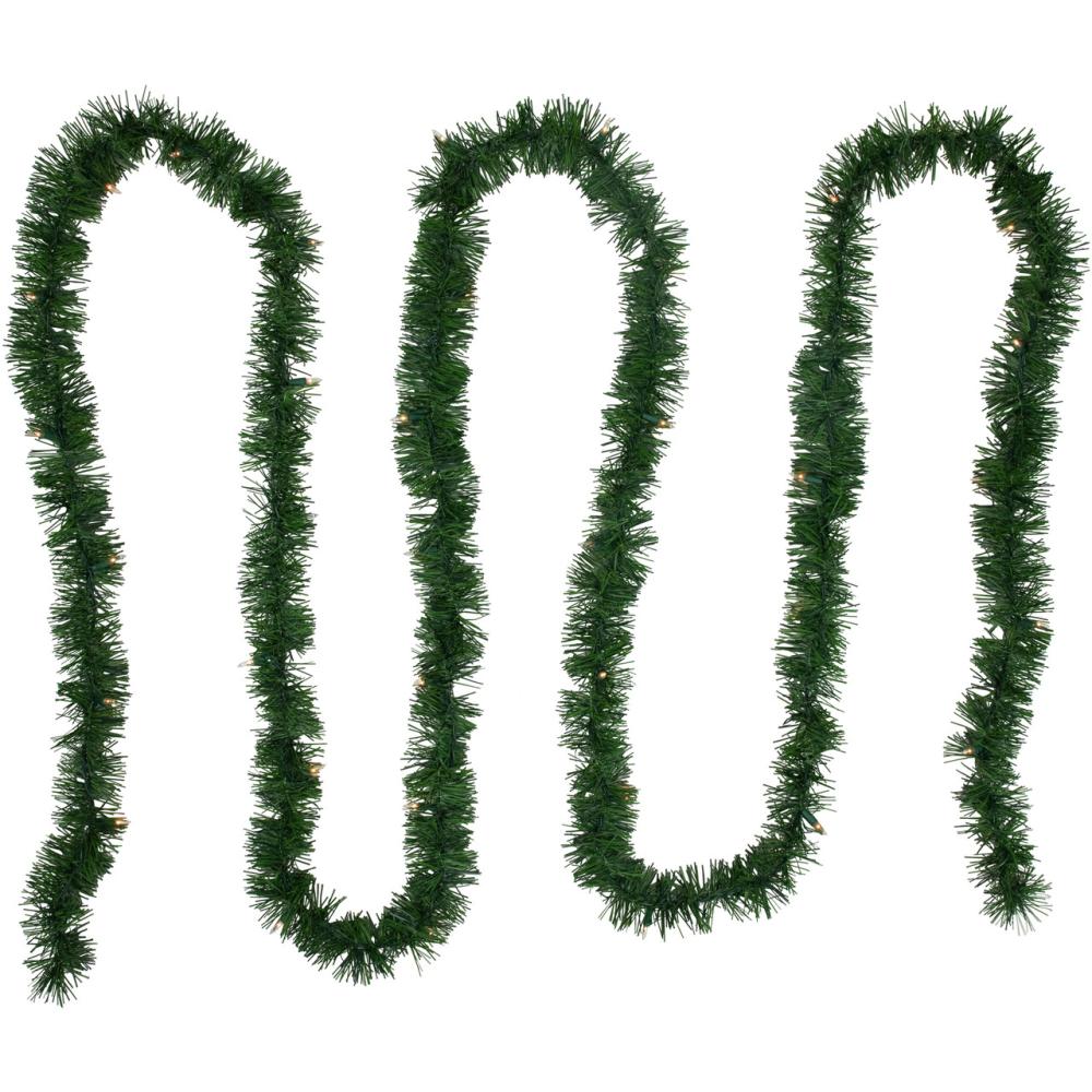 Pre-Lit Garland | 18′ x 3" Pre-Lit Pine Two-Tone Artificial Christmas Garland, Clear Lights Garland Pre-Lit Garland