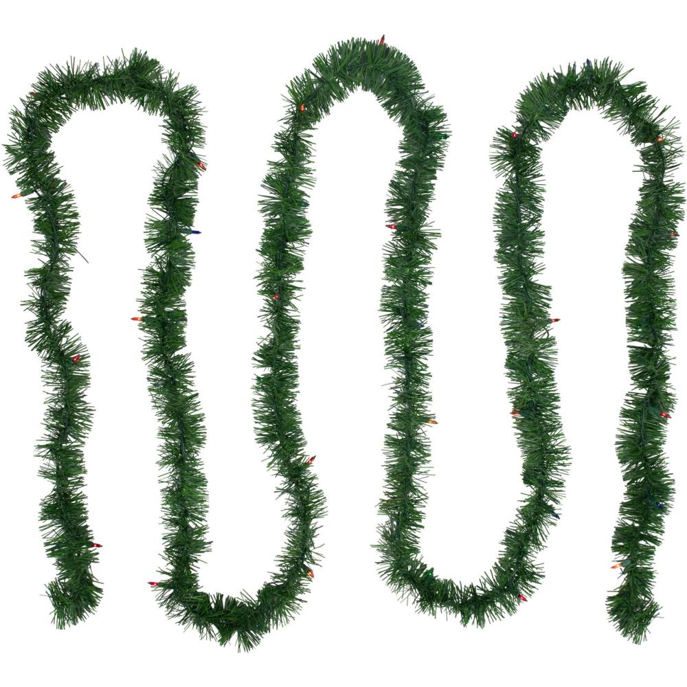 Pre-Lit Garland | 18′ x 3" Pre-Lit Pine Two-tone Artificial Christmas Garland, Multicolor Lights Garland Pre-Lit Garland