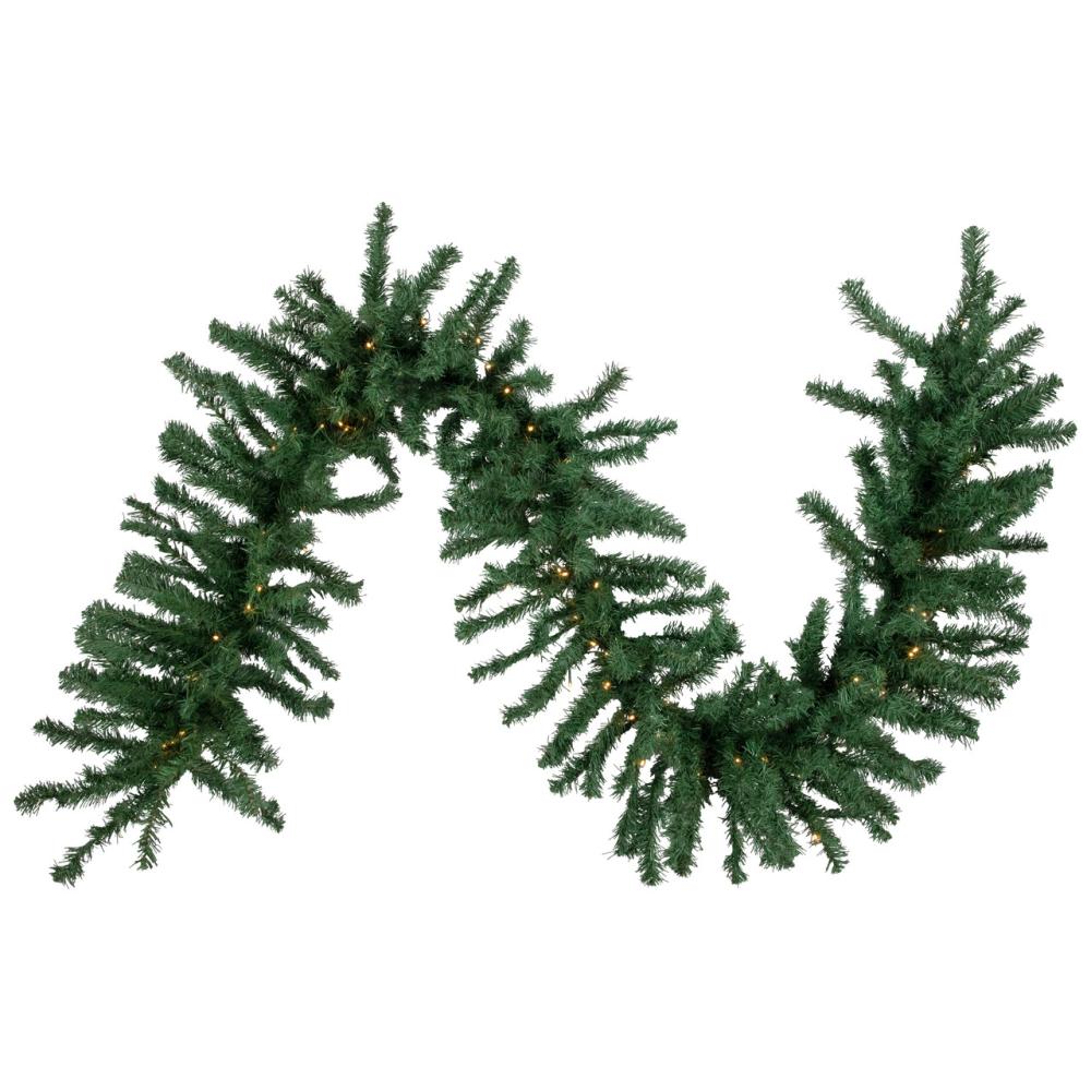 Pre-Lit Garland | 27′ x 20" Pre-Lit Green Artificial Pine Christmas Garland, Warm White LED Lights Garland Pre-Lit Garland