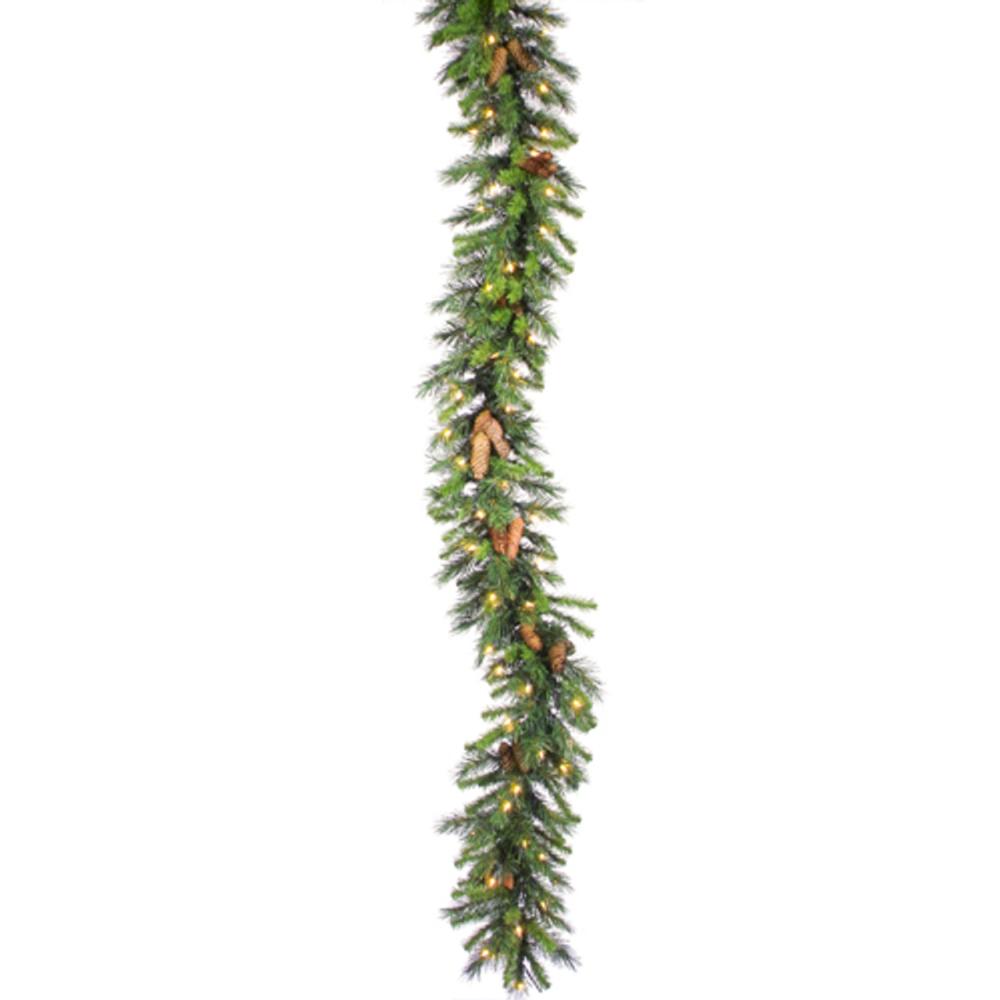 Pre-Lit Garland | 50′ x 14" Pre-Lit Commercial Cheyenne Pine Artificial Christmas Garland – Clear Dura Lit Lights Garland Pre-Lit Garland