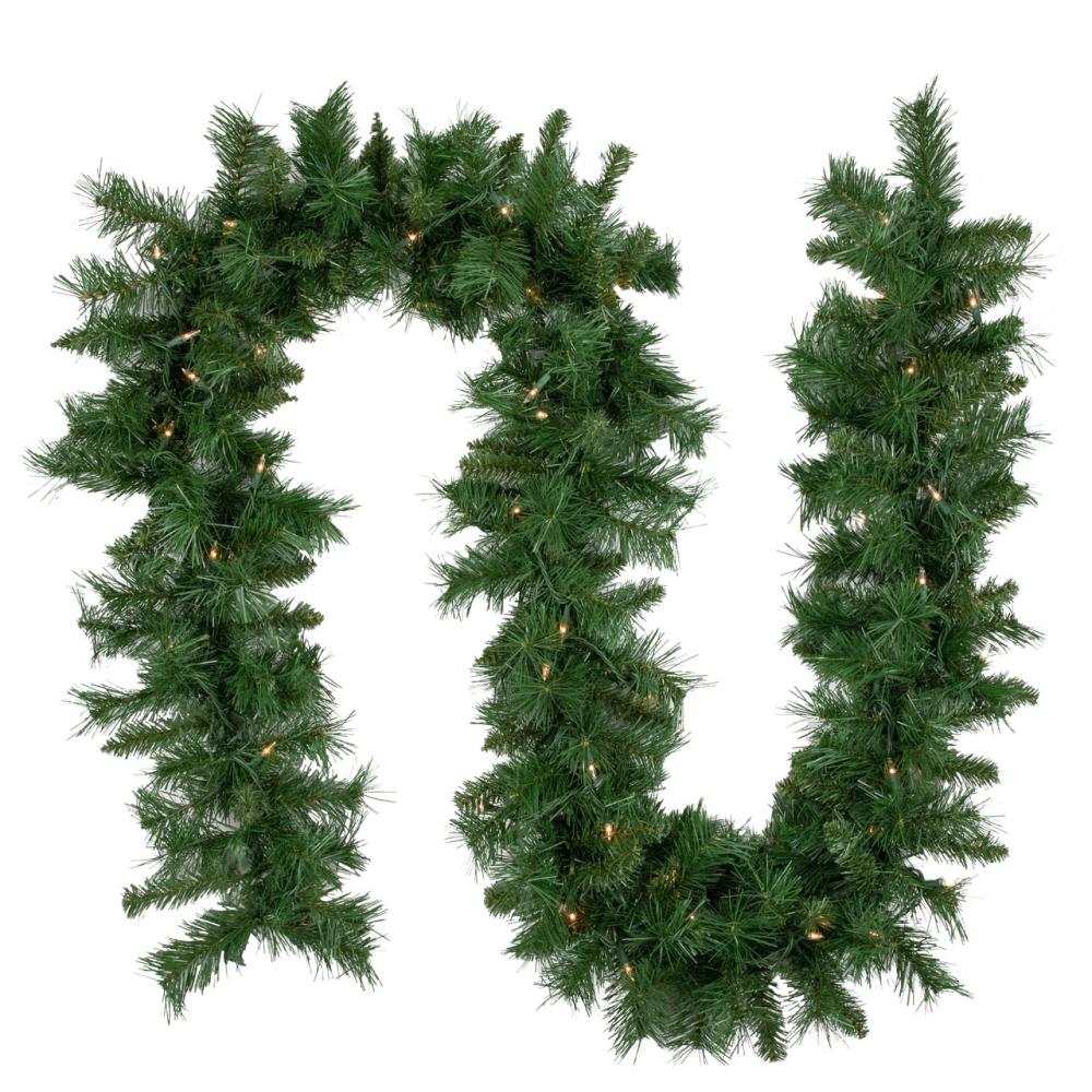 Pre-Lit Garland | 9′ x 10" Pre-Lit Chatham Pine Artificial Christmas Garland, Clear Lights Garland Pre-Lit Garland