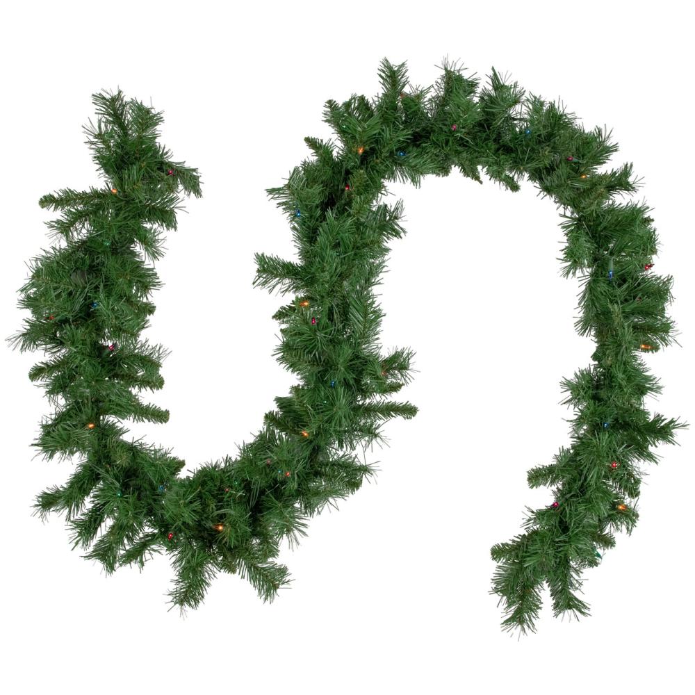 Pre-Lit Garland | 9′ x 10" Pre-Lit Chatham Pine Artificial Christmas Garland, Multi-Color Lights Garland Pre-Lit Garland