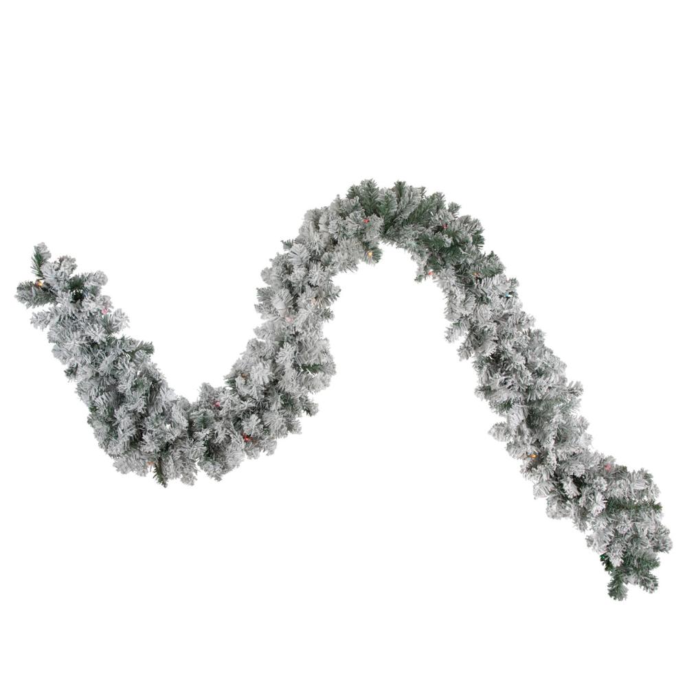 Pre-Lit Garland | 9′ x 10" Pre-Lit Flocked Madison Pine Artificial Christmas Garland, Multi Lights Frosted, Flocked, Iced Garland Frosted, Flocked, Iced Garland