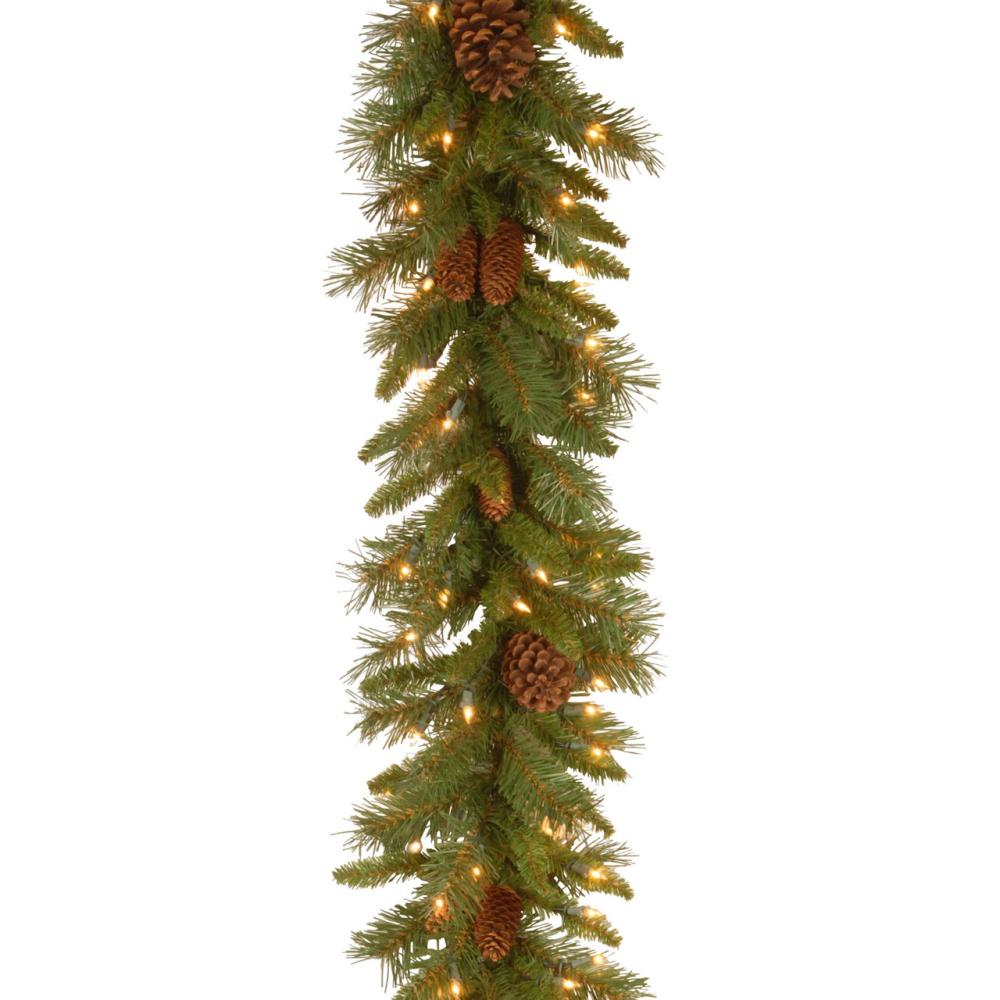 Pre-Lit Garland | 9′ x 10" Pre-Lit Medium Pine Artificial Christmas Garland, Clear Lights Garland Pre-Lit Garland