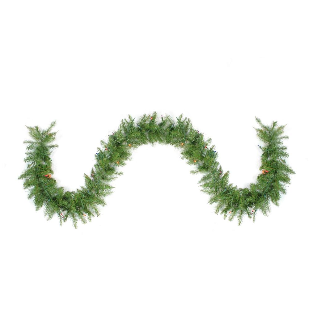 Pre-Lit Garland | 9′ x 10" Pre-Lit Northern Pine Artificial Christmas Garland – Multi Color Lights Garland Pre-Lit Garland