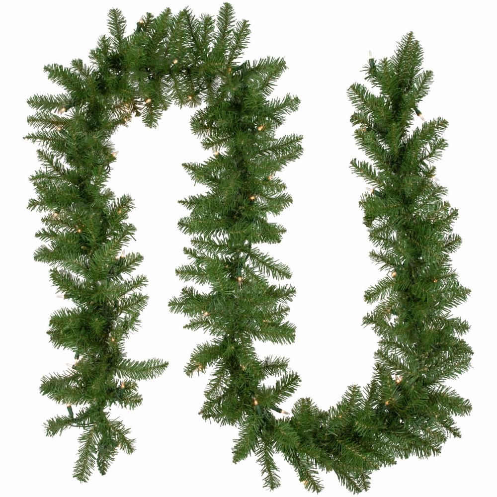 Pre-Lit Garland | 9′ x 10" Pre-Lit Rockwood Pine Artificial Christmas Garland, Clear Lights Garland Pre-Lit Garland