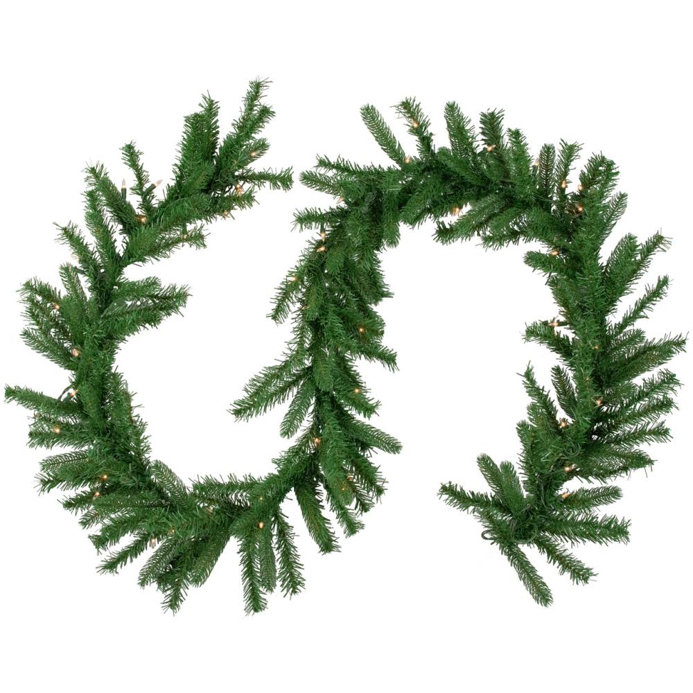 Pre-Lit Garland | 9′ x 10" Pre-Lit Sierra Noble Fir Artificial Christmas Garland, Clear Lights Garland Pre-Lit Garland