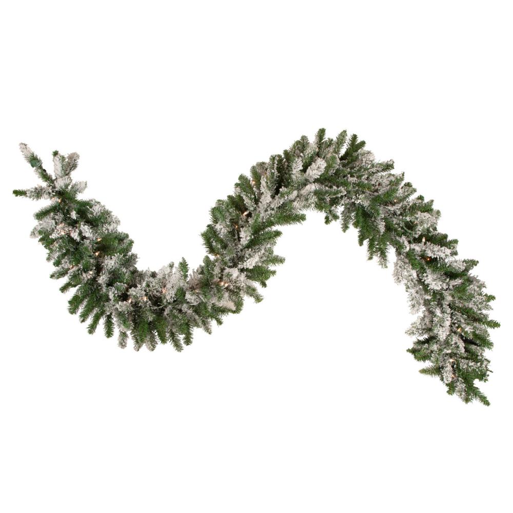 Pre-Lit Garland | 9′ x 10" Pre-lit Snow Mountain Pine Artificial Christmas Garland – Clear Lights Garland Pre-Lit Garland