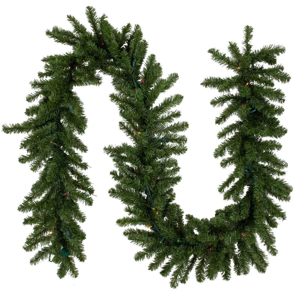 Pre-Lit Garland | 9′ x 12" Pre-Lit Canadian Pine Artificial Christmas Garland, Multicolor Lights Garland Pre-Lit Garland