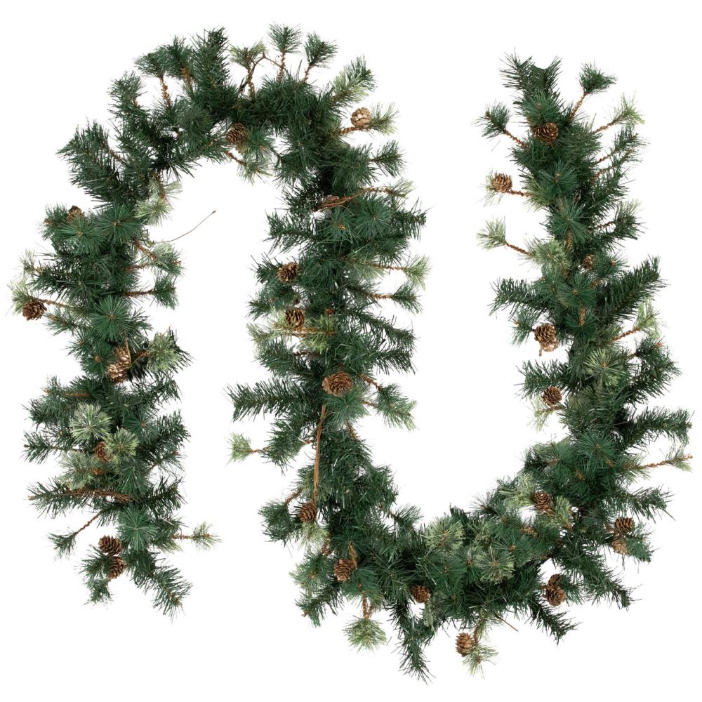 Pre-Lit Garland | 9′ x 12" Pre-Lit Country Mixed Pine Artificial Christmas Garland – Clear AlwaysLit Lights Garland Pre-Lit Garland