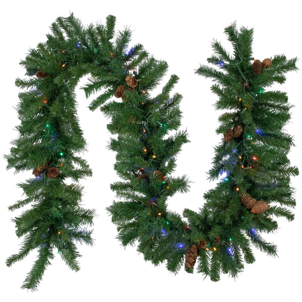 Pre-Lit Garland | 9′ x 16" Pre-Lit Dakota Red Pine Artificial Christmas Garland, Multi LED Lights Garland Pre-Lit Garland