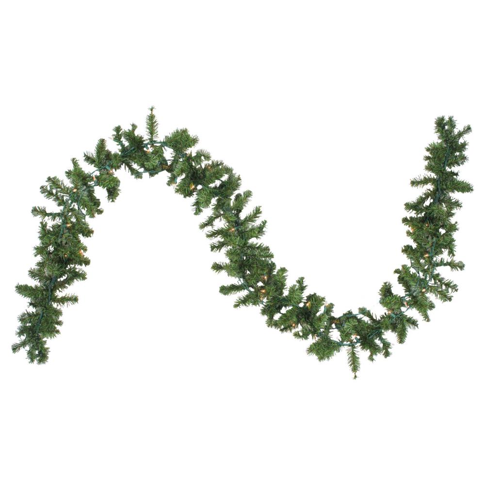 Pre-Lit Garland | 9′ x 8" Pre-Lit Canadian Pine Artificial Christmas Garland, Clear Lights Garland Pre-Lit Garland