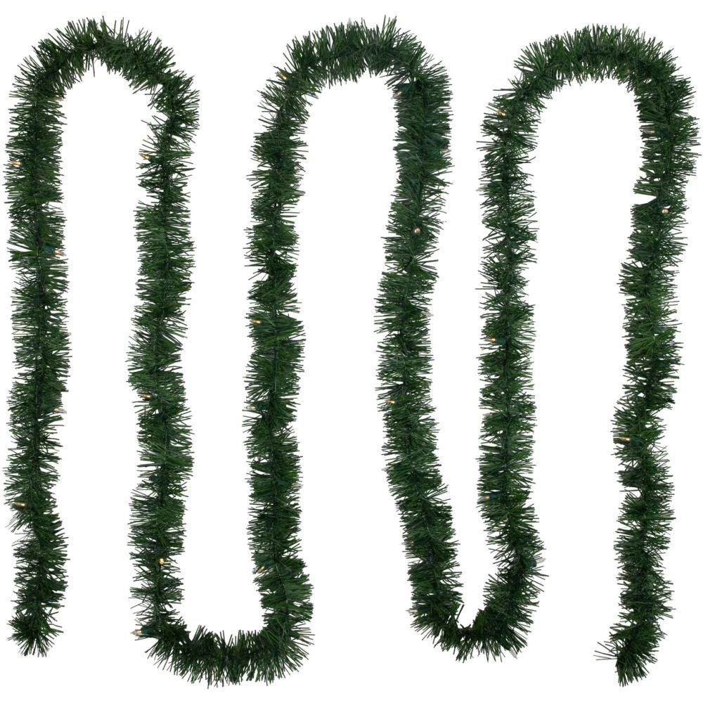 Pre-Lit Garland | Pre-Lit Battery Operated Pine Christmas Garland – 18′ x 3" – Warm White LED Lights Garland Pre-Lit Garland