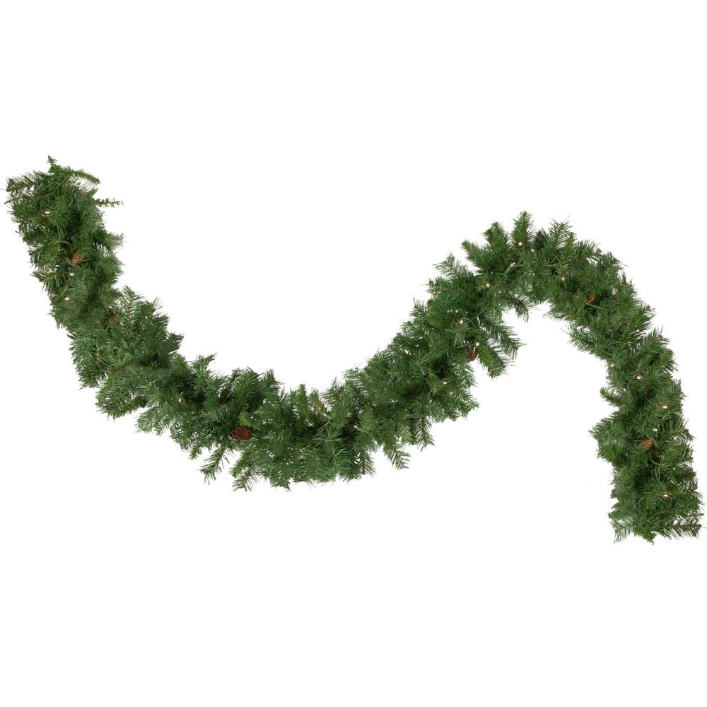 Pre-Lit Garland | Pre-Lit Black River Pine Artificial Commercial Christmas Garland – 50′ x 12" – Warm White LED Lights Garland Pre-Lit Garland