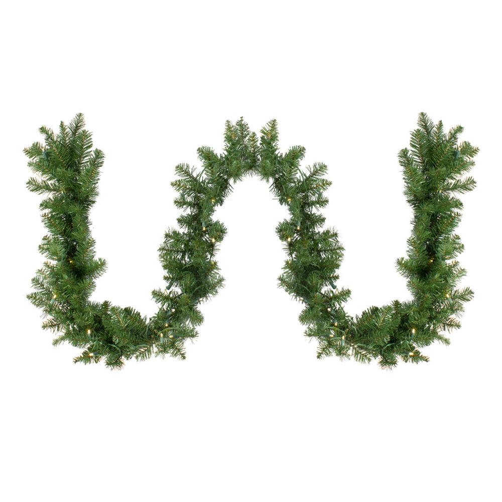 Pre-Lit Garland | Pre-Lit Buffalo Fir Christmas Commercial Garland – 50′ x 8"- Warm White LED Lights Garland Pre-Lit Garland