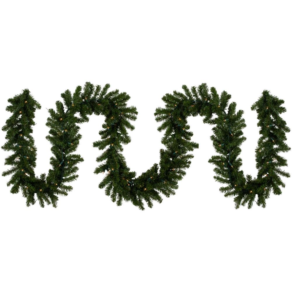 Pre-Lit Garland | Pre-Lit Canadian Pine Commercial Artificial Christmas Garland – 50′ x 10" – Clear Lights Garland Pre-Lit Garland