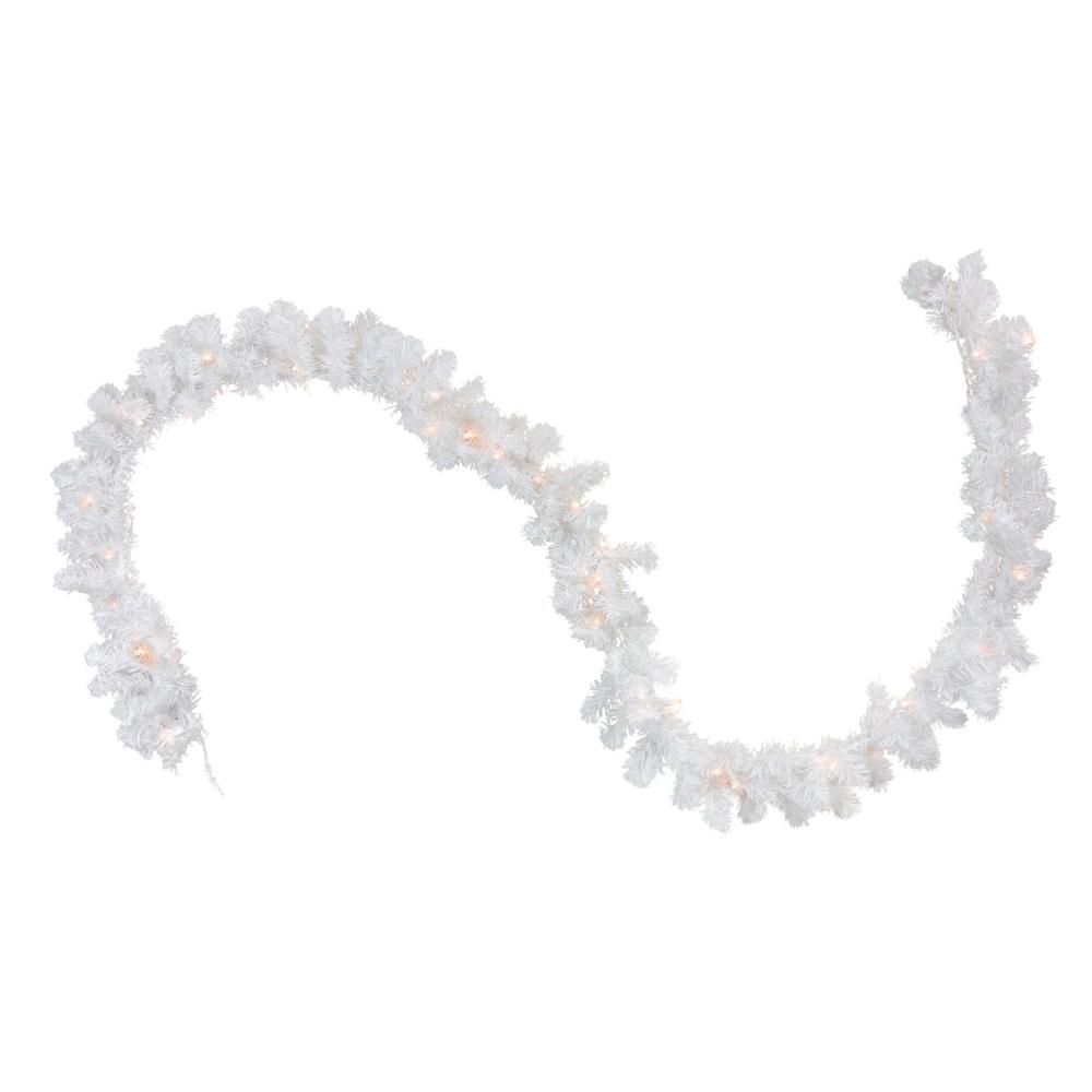 Pre-Lit Garland | Pre-Lit Commercial Length Christmas Garland – White – 50′ x 10" – Clear Lights Garland Pre-Lit Garland