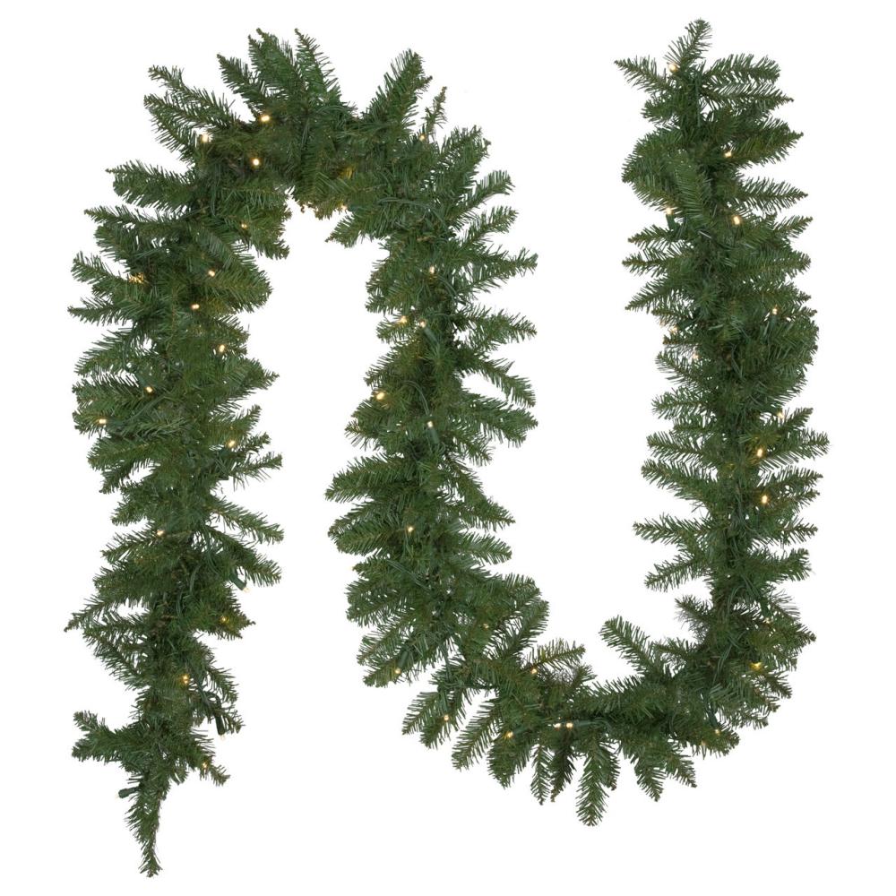 Pre-Lit Garland | Pre-Lit Northern Pine Commercial Christmas Garland – 50′ x 10" – Warm White LED Lights Garland Pre-Lit Garland