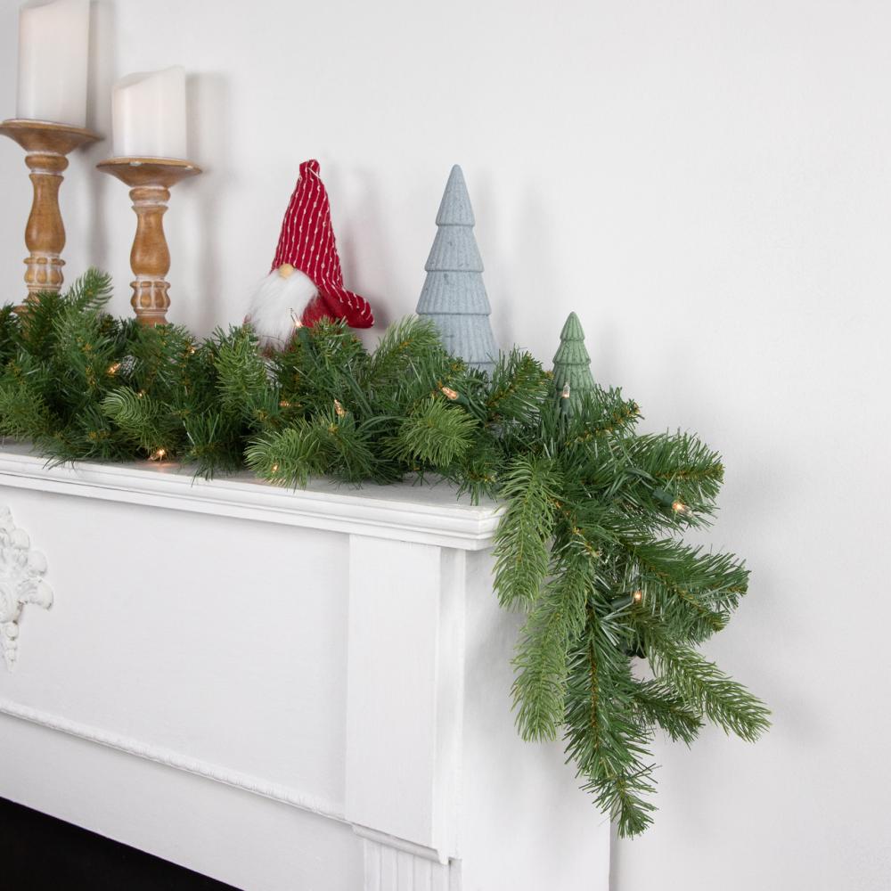 Pre-Lit Garland | Real Touch™️ Pre-Lit Noble Fir Artificial Christmas Garland – 9′ x 10" – Clear Lights Garland Pre-Lit Garland