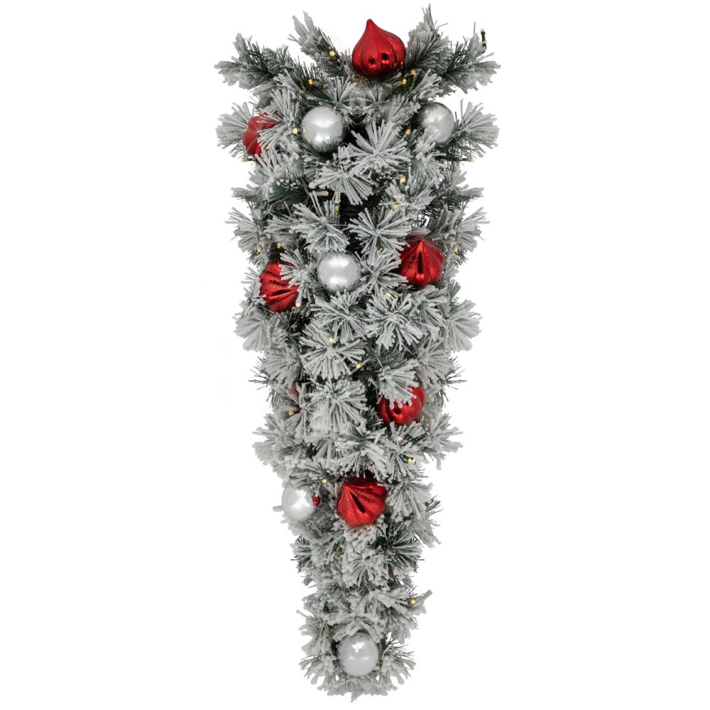 Pre-Lit Swags | 3′ Pre-Lit Snowy Bristle Pine Artificial Christmas Swag, Warm White LED Lights Pre-Lit Swags Pre-Lit Swags