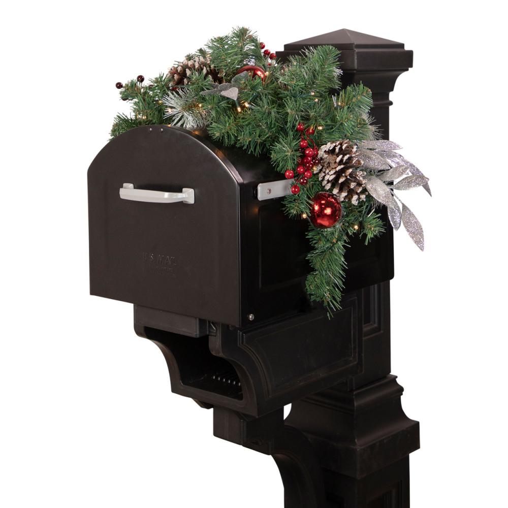 Pre-Lit Swags | 36" Pre-lit Decorated Artificial Pine Christmas Mailbox Swag Pre-Lit Swags Pre-Lit Swags