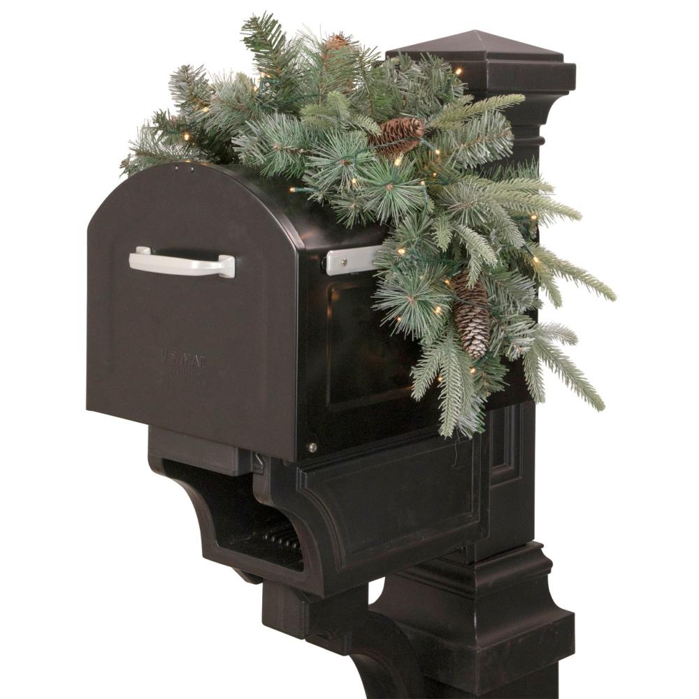 Pre-Lit Swags | Real Touch™️ Pre-lit Pinecone and Mixed Pine Artificial Mailbox Christmas Swag – 36" Pre-Lit Swags Pre-Lit Swags