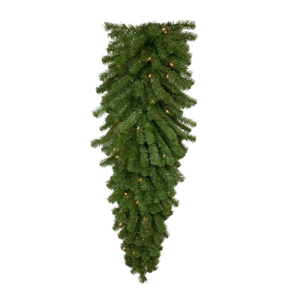 Pre-Lit Teardrops | 54" Pre-Lit Deluxe Dorchester Pine Artificial Christmas Teardrop Swag, Clear Lights Pre-Lit Teardrops Pre-Lit Teardrops